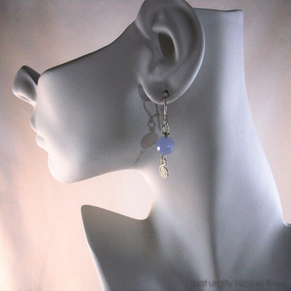 Blue Jade Argentium Sterling Silver Interchangeable Earrings