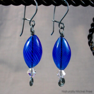 Bright Blue Blown Glass Earrings