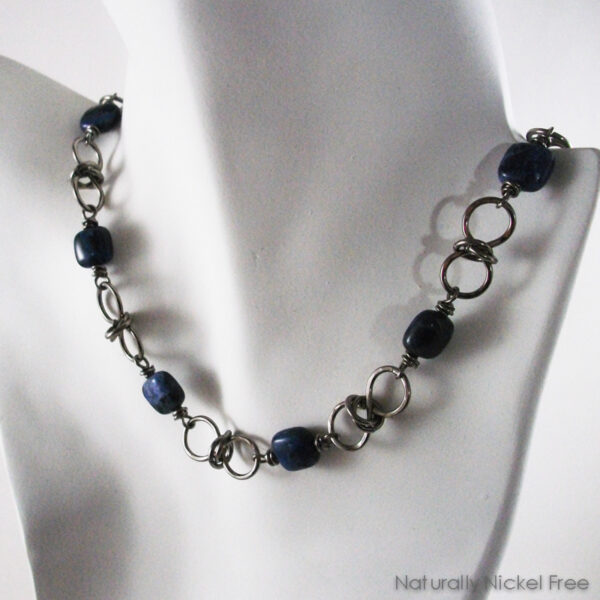 Sodalite Niobium Necklace with Bracelet, Inclusive