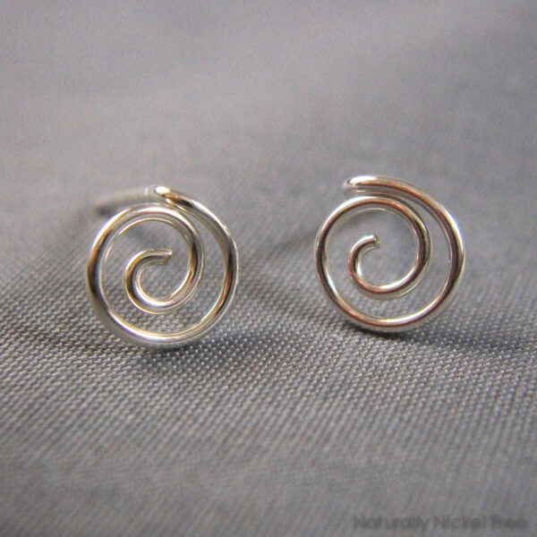 Galaxy Spiral Post Earrings, Argentium Silver