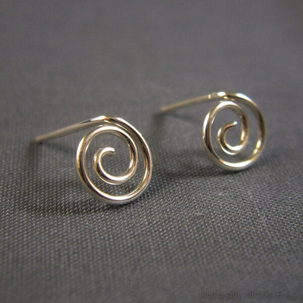 Galaxy Spiral Post Earrings, Argentium Silver