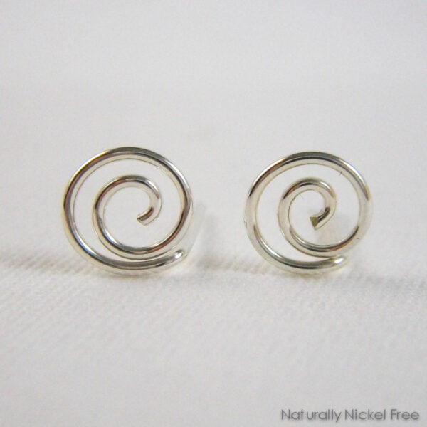 Galaxy Spiral Post Earrings, Argentium Silver