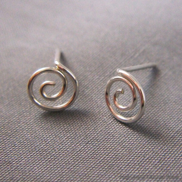 Galaxy Spiral Post Earrings, Argentium Silver