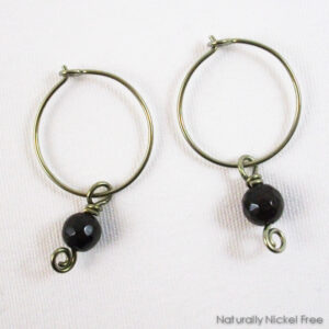 Garnet Hoop Dangle Earrings