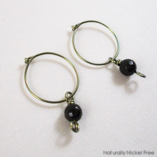 Garnet Hoop Dangle Earrings