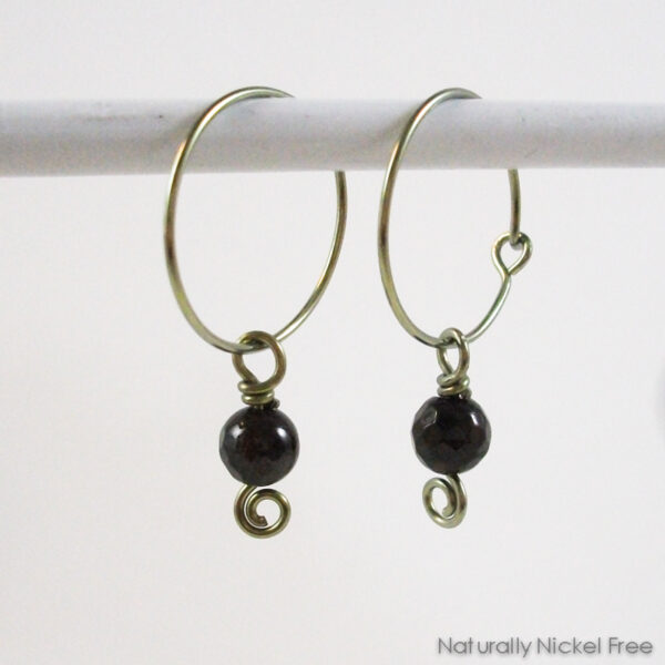 Garnet Hoop Dangle Earrings