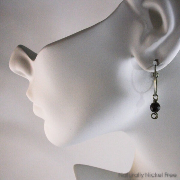 Garnet Hoop Dangle Earrings