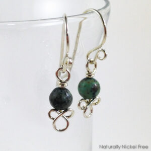 African Turquoise Argentium Sterling Silver Earrings