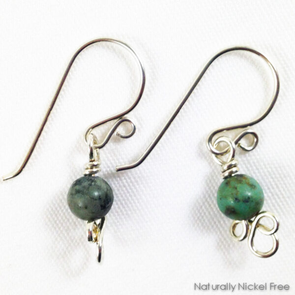 African Turquoise Argentium Sterling Silver Earrings