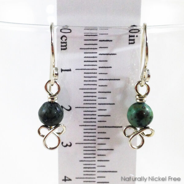 African Turquoise Argentium Sterling Silver Earrings