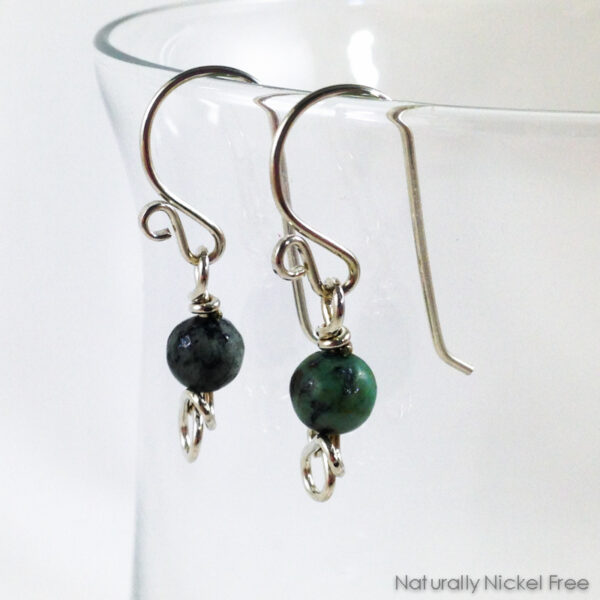 African Turquoise Argentium Sterling Silver Earrings