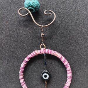 Small evil eye bead on wire hanger