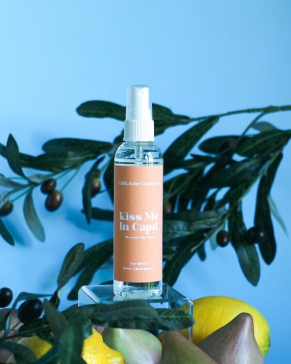 Kiss Me In Capri Room & Linen Spray | Olive Leaf + Fig + Citron