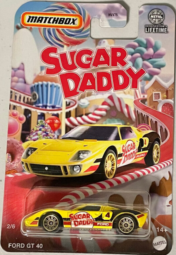 Matchbox 1:64 diecast Sugar Daddy Candy Ford GT 40