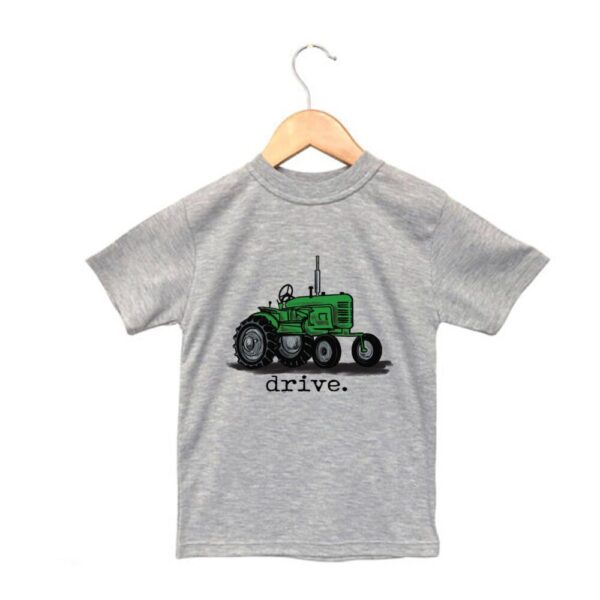 “Drive” Green Tractor Tee in Grey