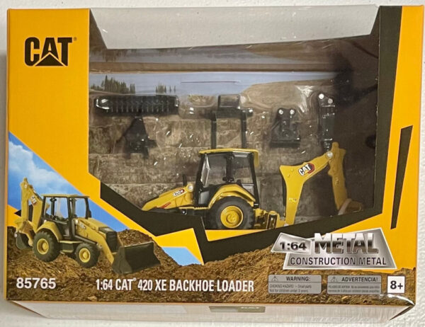 Diecast Masters 1:64 die cast CAT 420 XE Backhoe Loader with Attachments