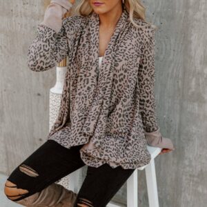 Leopard Open Front Cardigan