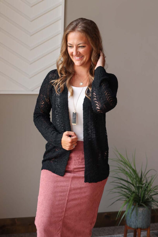 Black Open Front Cardigan