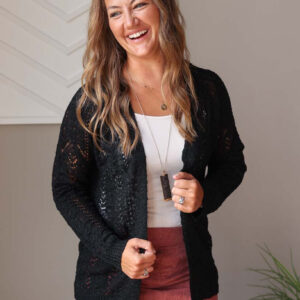 Black Open Front Cardigan