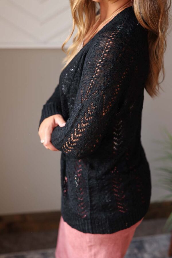 Black Open Front Cardigan