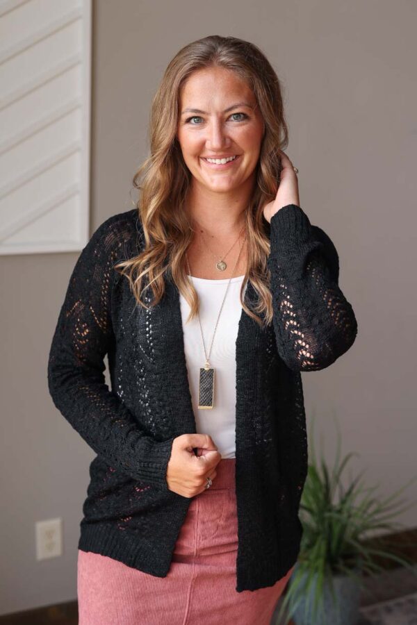 Black Open Front Cardigan