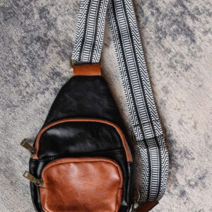 Black Contrast Patchwork Crossbody Bag