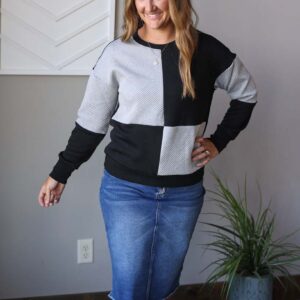 Black Colorblock Textured Top