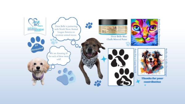 Dixie Belle Paint, Mollie the Collie Decoupage Paper, DIY, Paws for a Cause, North Shore Animal League America, shelter pets