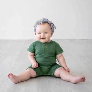 Henley Short Sleeve Romper – Watercress