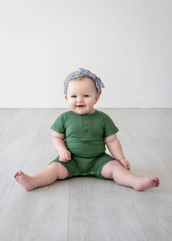 Henley Short Sleeve Romper – Watercress