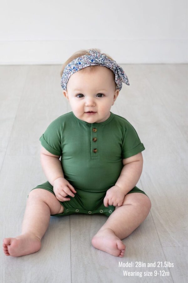 Henley Short Sleeve Romper – Watercress