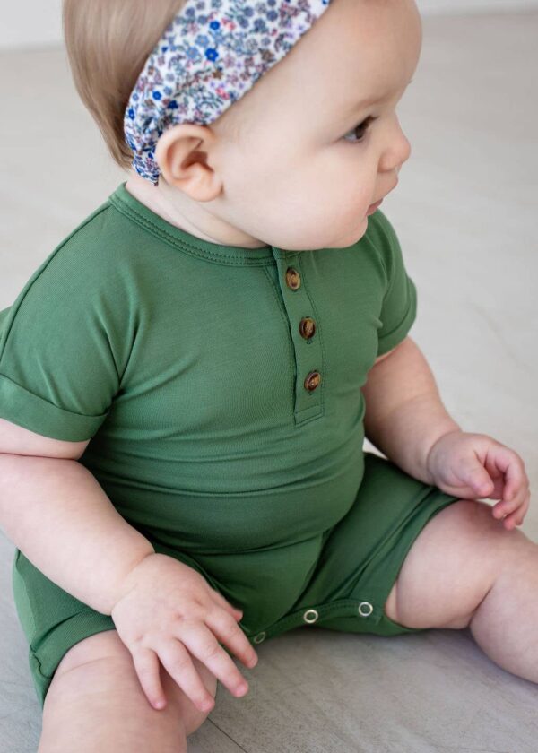 Henley Short Sleeve Romper – Watercress