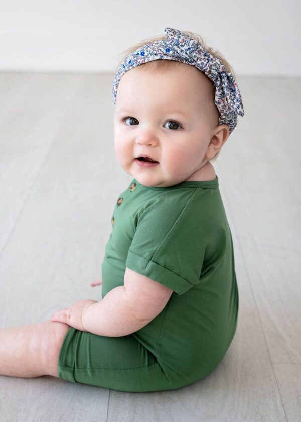 Henley Short Sleeve Romper – Watercress