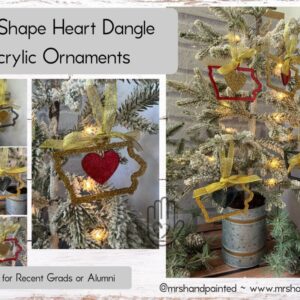 Iowa Shape Heart Dangle Acrylic Christmas Ornaments