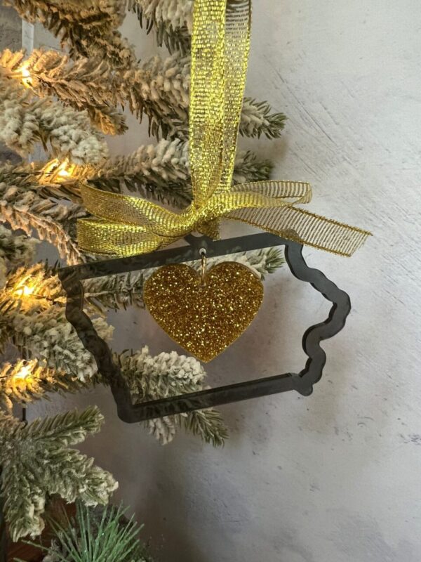 Iowa Shape Heart Dangle Acrylic Christmas Ornaments