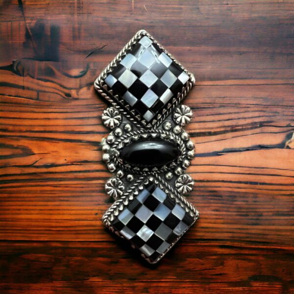 Double Checkered Sterling Ring – Adjustable 8 – 2 colors available