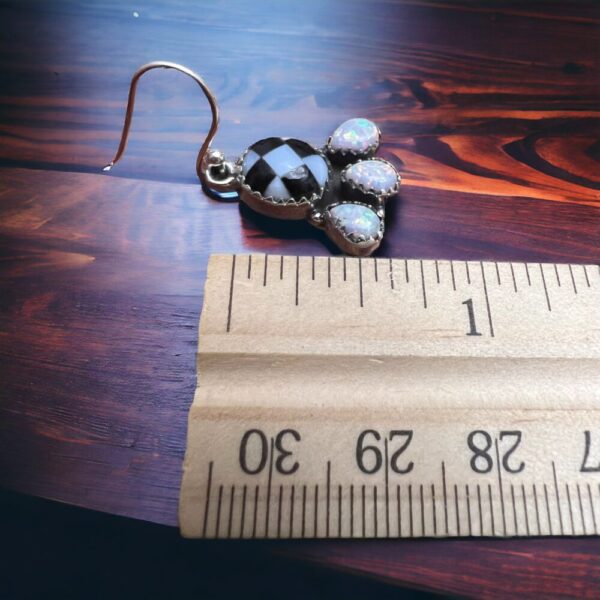 Checkered with Opal Clover Earrings