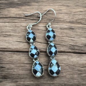 Checkered Stone Drop Earrings