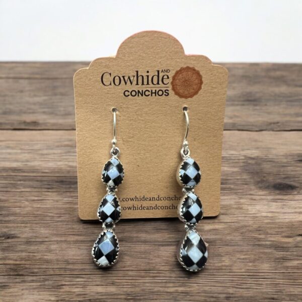 Checkered Stone Drop Earrings