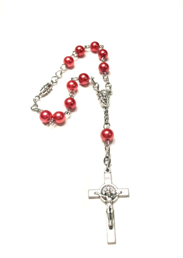 Handmade One Decade Red Car Rosary Catholic Gift