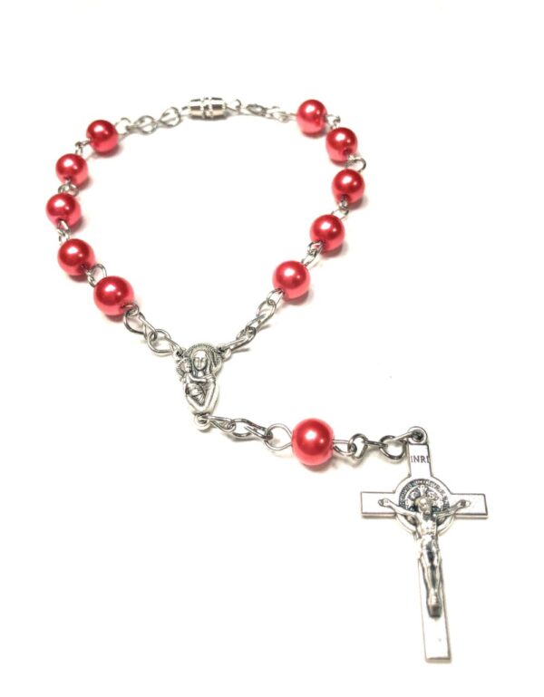 Handmade One Decade Red Car Rosary Catholic Gift