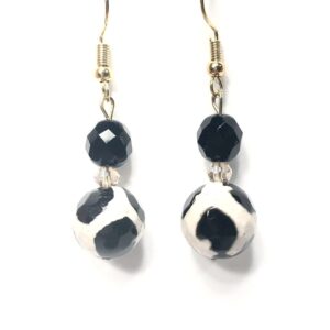 Handmade Giraffe Print Black Beige Earrings Women