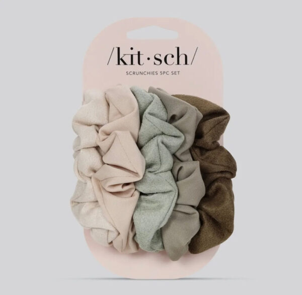 Assorted Textured Scrunchies 5pc Set – Eucalyptus