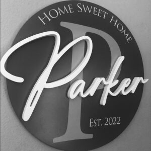 Personalized Family Name Sign in Gray Tones