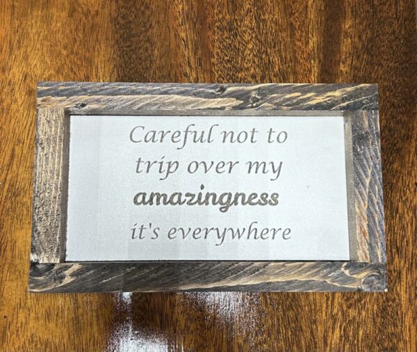 Careful not to trip over my amazingness sign