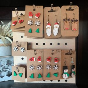 Wooden Christmas Earrings