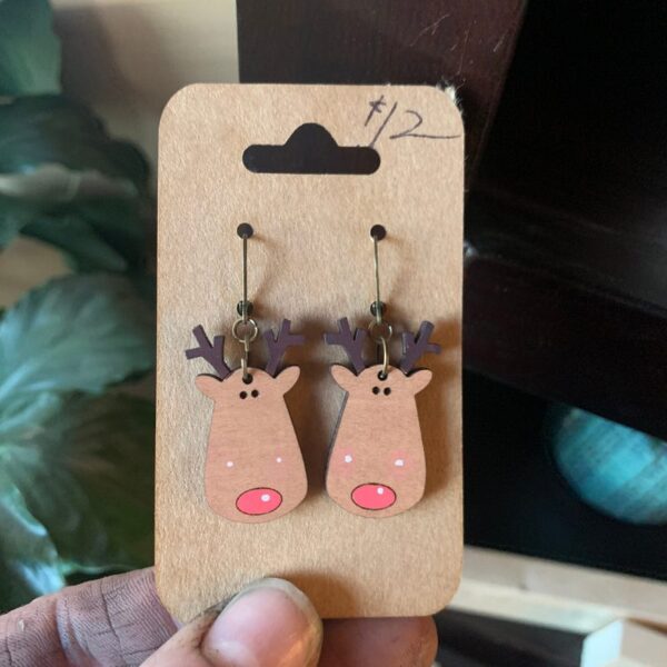 Wooden Christmas Earrings