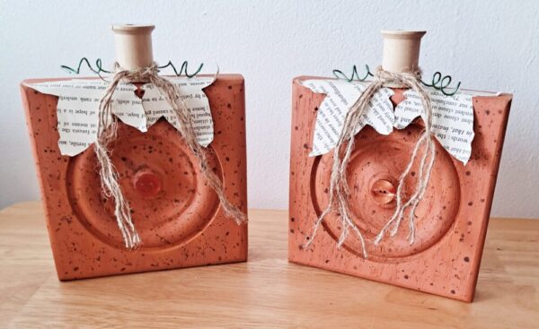 Orange, square wooden pumpkins