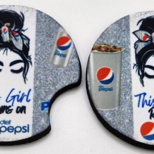 Car Coasters Set of 2 This Girl Runs on Diet Pepsi