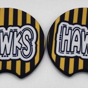 Hawks Car Coasters Set of 2 Black and Gold Iowa Hawkeyes